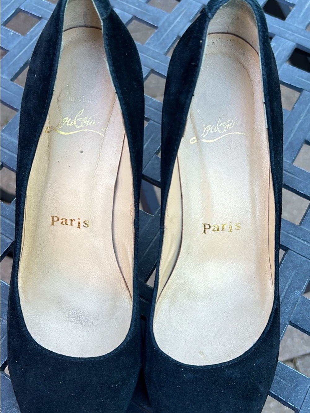 Christian Louboutin Black Suede Pumps with Signature Red Sole